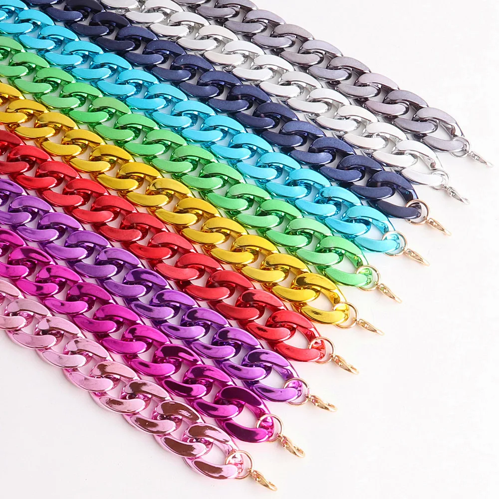 Neue übertriebene Acryl kubanische Kette Choker Halsketten für Frauen Männer Vintage Metallic Color Link kurzen Kragen y2k Schmuck Geschenk Image