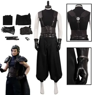 Letzte Fantasie 7 Remake Zack Cosplay Fantasia Kostüm Erwachsenen Mann Kleidung Hemd Hosen Gürtel Handschuhe Outfit Halloween Verkleidung Anzug Image