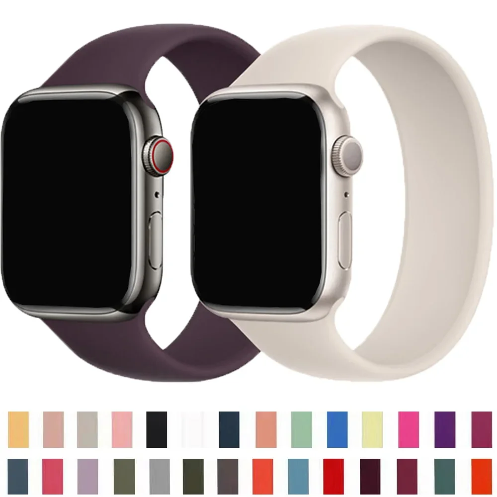 1/2/3pc Solo Loop Silikon für Apple Watch Band 44mm 45mm 38mm 40mm 42mm 49mm Stretch Silikon Armband für iwatch Ultra 8/7/6/5 Image