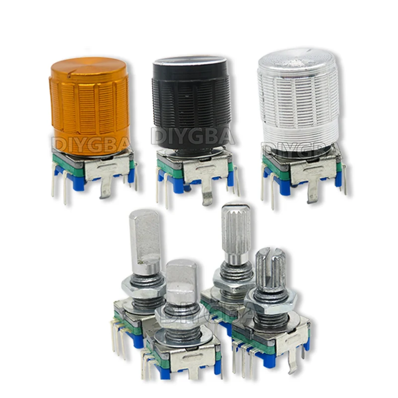 10 Stück Halb-/Pflaumenachsen-Drehgeber, Griff länge 5 Sätze 15mm 20mm Code-Schalter/ec11/Digital potentiometer mit 13/15*17-Kappe Image