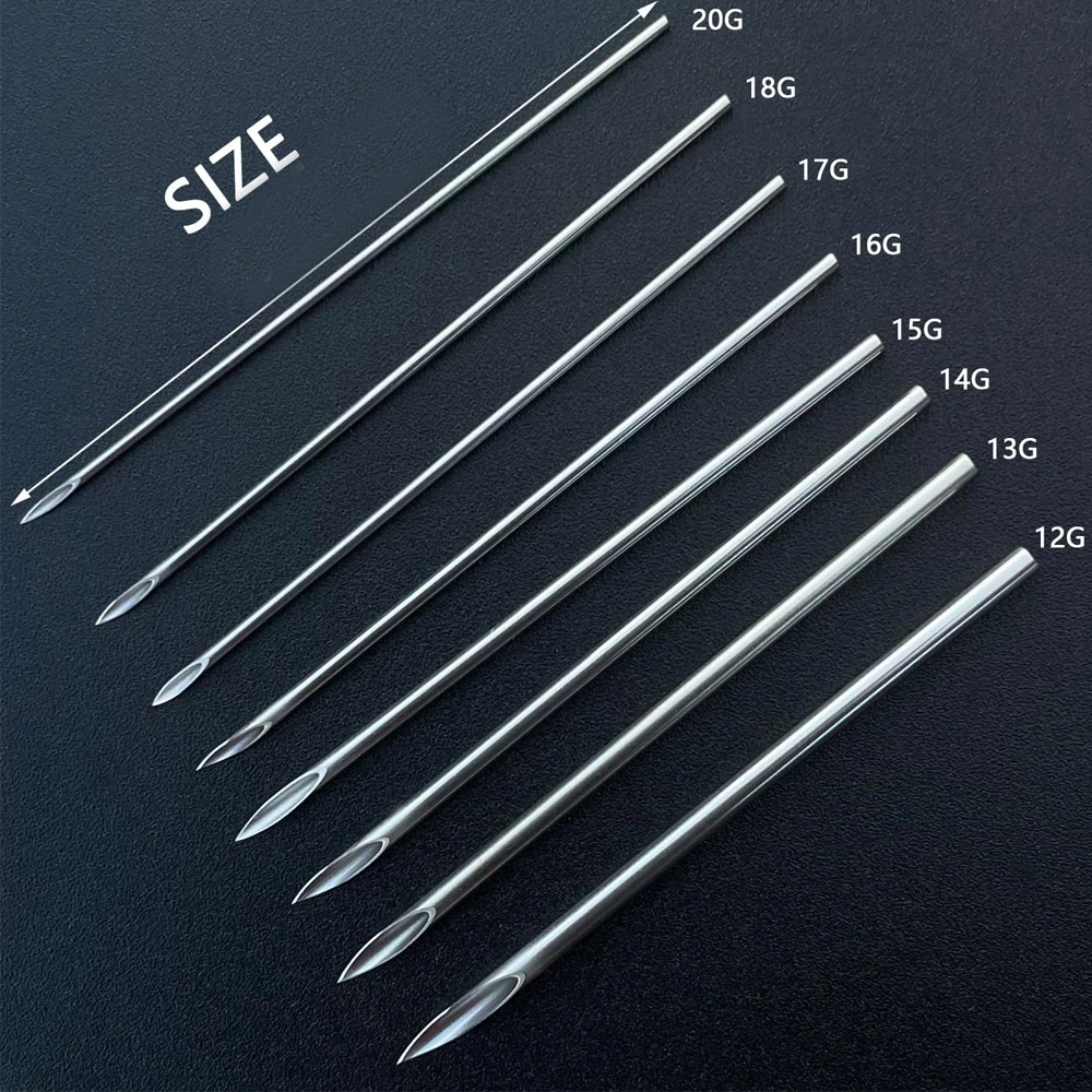 20/100pcs Body Piercing Tool 12 14 16g steriler Stahl Einweg Ohr Nase Nabel Nippel Lippen Piercing Nadeln Image