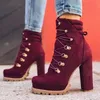 Plattform High Heels Stiefel Frauen Stiefeletten Wildleder Frau Schuhe Frau High Heels Sexy Motorrad Stiefel Lace Up Punk Botas Mujer