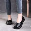 2024 Frau klassische Freizeit Mokassins solide schwarze Schuhe Frauen Ballett flache echtes Leder Slip-on-Loafer große Größe 35-41 ﻿
