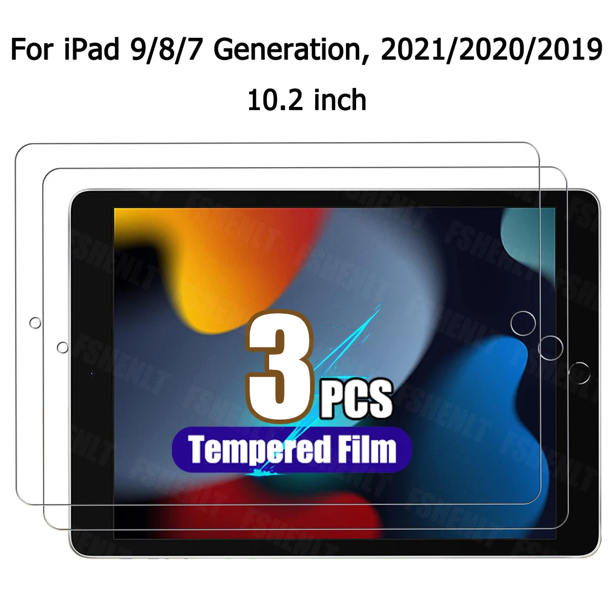 Für iPad 9. 8. 7. Generation Displayschutzfolie 10,2 Zoll 2021 2020 2019, kratzfest, Anti-Fingerabdruck, blasenfrei, gehärtetes Glas Image