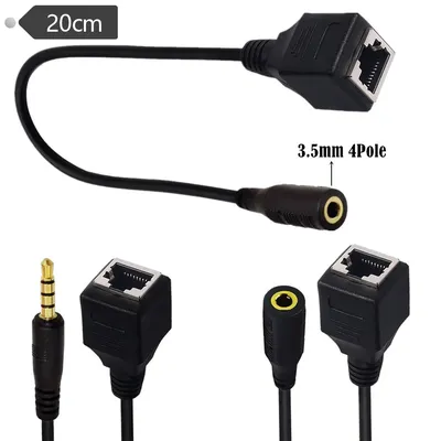 Netzwerk interface RJ45 Weibliche Zu 3,5mm Jack Männlich Weiblich Kabel Mit mikrofon Für Singen Image