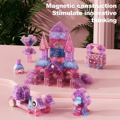 Magnetische Bausteine Ziegel Prinzessin Bau Set Schloss Tier geformt DIY Kinder Puzzle Bildung Image