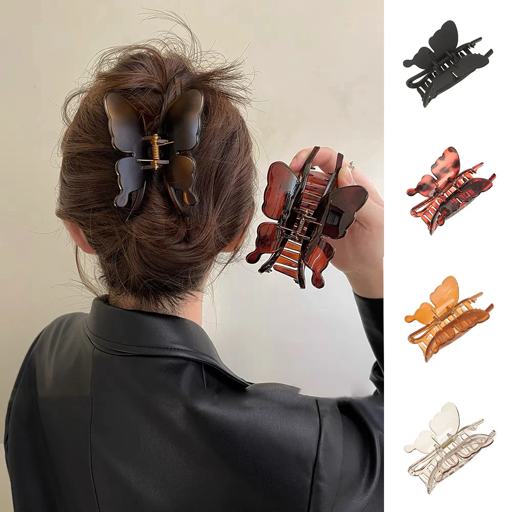 AWAYTR Bernstein-Schmetterlings-Pferdeschwanz, große Haarklammer, Krabben-Haar-Accessoires für Frauen, Acryl-Haarspangen, Haarnadeln, Mädchen-Haarspangen Image