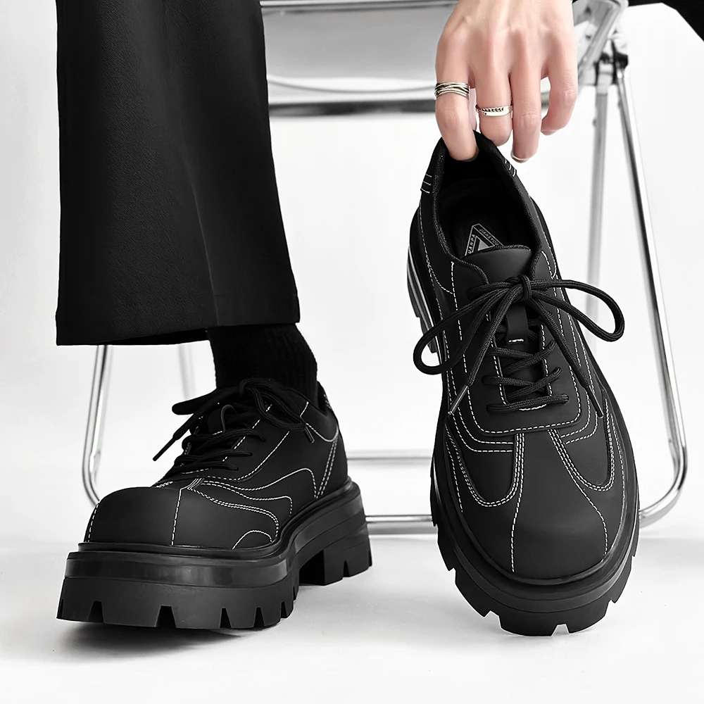 Hochwertige Männer Streetwear Mode Geschäft lässig dicke Plattform Leder Hochzeit Slipper Schuhe Harajuku koreanische Mode Schuhe
