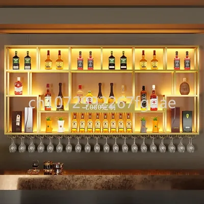 Licht regal Wein regal, moderne schwarze Restaurant vertikale Vitrine, kommerzielle Lagerung Wand montage Mueble de Bar Möbel