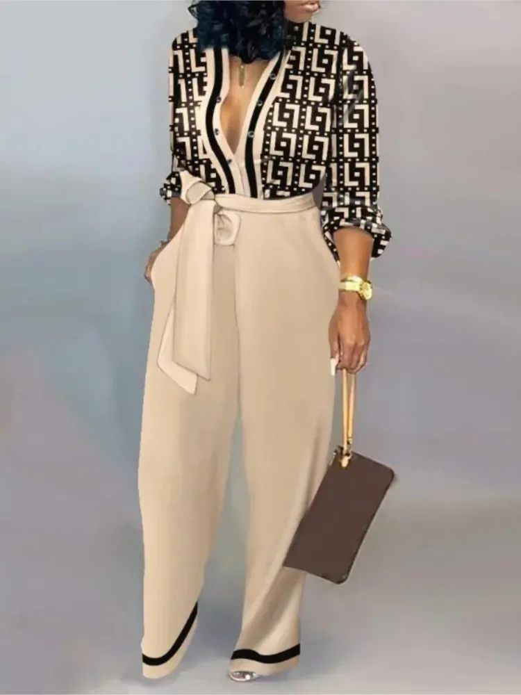 Frauen Mode Brief Drucken Langarm Overall Frühling Taste Einem Stück Overalls Streetwear Herbst Elegante Büro Dame Overall Image