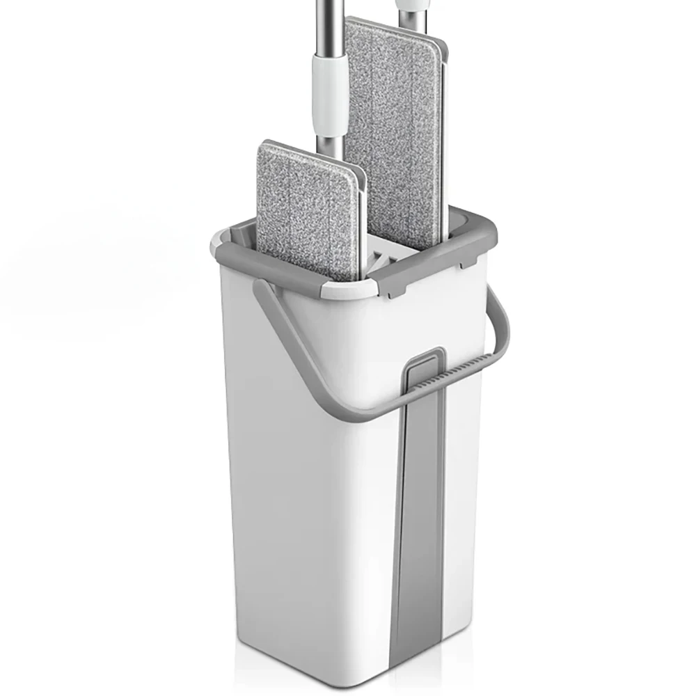 Mopp und Eimer mit Wringer-Set Freis prec heinrich tung Weißer Flat Squeeze Mop Eimer Set für Boden reinigung und Wand reiniger Image