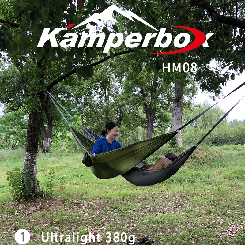 Kamperbox Ultraleichte Hängematte, Camping-Hängematte, verstellbar, doppelte Größe