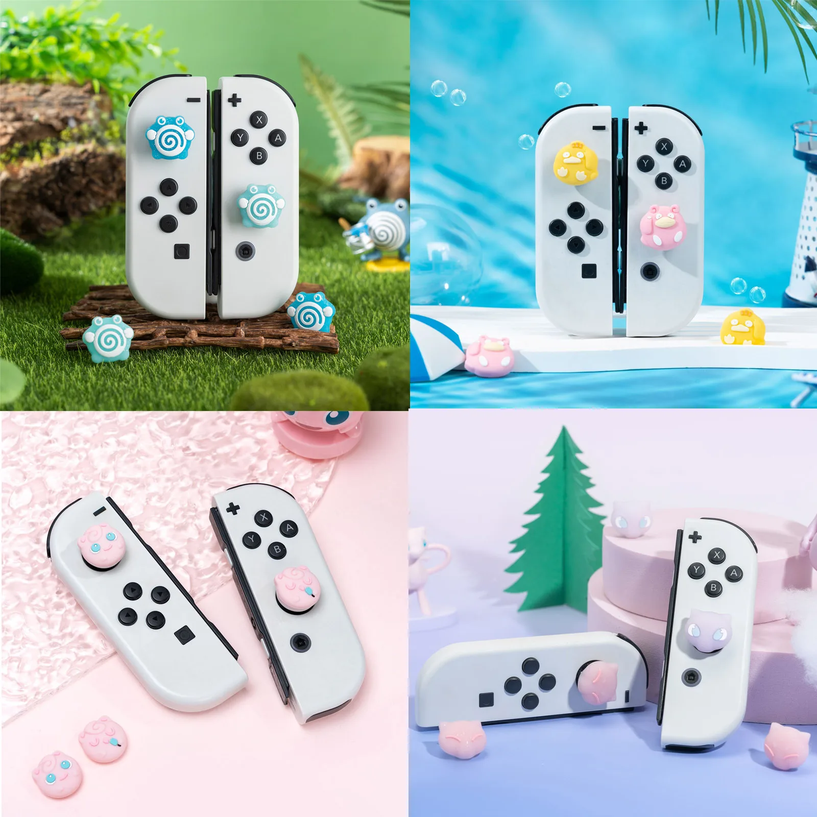 Nette Monster Silikon Thumb-Stick Grip Cap Joystick Abdeckung Schutz Für Schalter NS Oled/Lite Joy-con Controller Thumbstick fall Image