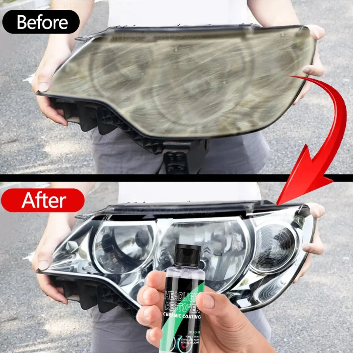 Auto Scheinwerfer Restaurierung oxidative Vergilbung Reparatur flüssiges Polymer Überholung Linse Scheinwerfer Polieren xg 8 Image