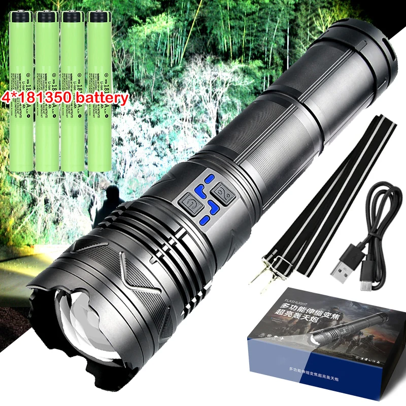 Leistungsstarke GT60 LED-Taschenlampe, superhelle Taschenlampe mit großer Reichweite, wiederaufladbar, leistungsstärkste taktische Outdoor-Handlampe, Camping-Laterne Image