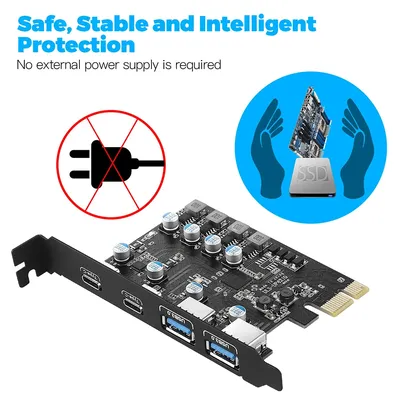 Typ C USB 3.0 Gen2 PCIE-Karte Hub USB 3,2 PCI Express Board 2 * USB ein Port 2 * Typ-C-Port/USB 3.0 Image