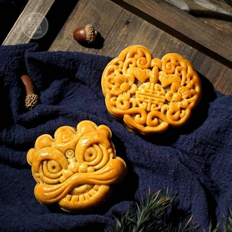 3D Mooncake Form National Tide Style Löwen muster Comal Para Tortillas Formen Press Cookie Form für Mid-Autumnfond Fondant Form Image