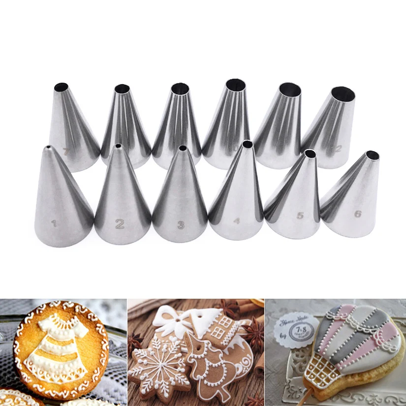 Kleine Runde Spritztüllen für Creme, Cupcakes und Gebäck, Fondant-Kuchendekoration, Zuckerguss-Spritztüllen, Backzubehör Image