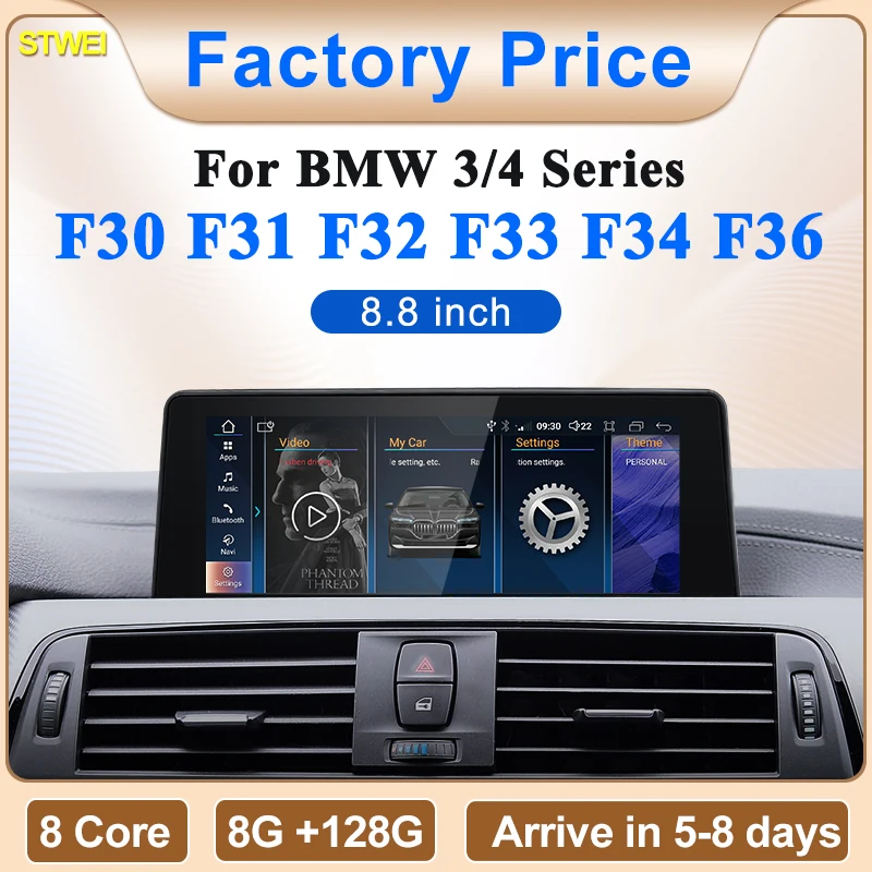 STWEI Neue 8,8 zoll Drahtlose CarPlay AUTO Android Bildschirm Für BMW 3/4Serie F30 F31 F32 F33 F34 f36 Auto Video Player GPS Navi Image