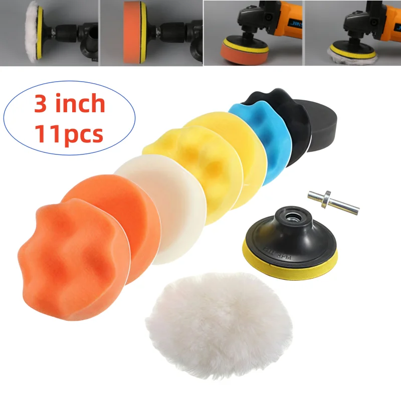 3-Zoll-Auto-Polier-Set, Polierpad, Auto-Polnisch-Polierpad, Schleifscheibe, Schwamm, Schaumstoff-Pads, Polierer für die Renovierung von Scheinwerfern Image