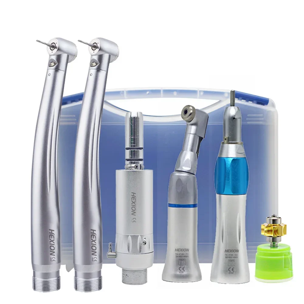 HEXION 6 Stück/Set LED-Hochgeschwindigkeits-Zahnhandstück Academic+RotorKits+15 Stück Bohrer frei mit Lichtdruckknopf Zahnheilkunde Klinik-Set Image
