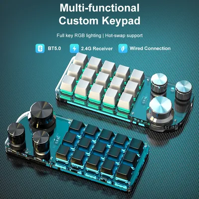 RGB Mechanical Keyboard with Custom Macro Programming PS Gaming Bluetooth Keypad Hotswap for Tablet