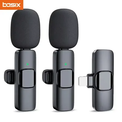 Basix 2.4G Wireless Lavalier Microphone Portable Audio Video Recording Mini Mic for iPhone Android