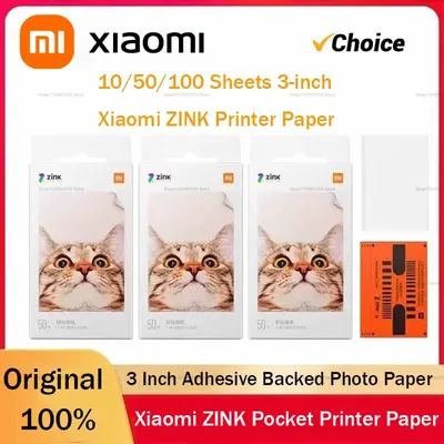 Original Xiaomi ZINK Pocket Printer Paper Self-adhesive Photo Print 10/50/100 Sheets Xiaomi 3inch