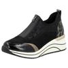 Slip-On Sneaker REMONTE "Elisabeth Hurley-Collection", Damen, Gr. 43, gold (schwarz, goldfarben), Lederimitat, Textil, sportlich, Schuhe, Keilsneaker, Slipper, Schlupfschuh, Freizeitschuh, vegan