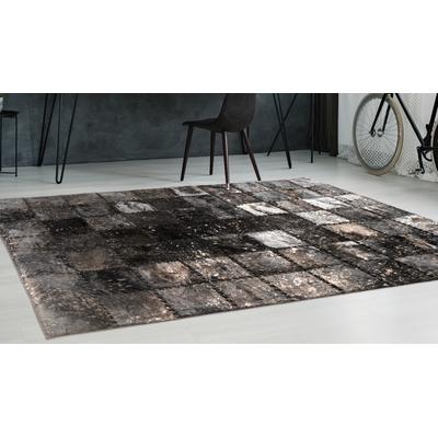 Teppich ARTE ESPINA "Voila 100", schwarz, B:160cm H:5mm L:230cm, Rindsleder, Teppiche, handgenähter Flachflor-Teppich im Patchwork-Design. Image