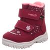 Winterboots SUPERFIT "HUSKY1 WMS: mittel", Kinder, Gr. 24, rot (dunkelrot, rosa schneeflocken), Textil, casual, Schuhe, Snowboots mit wasserdichtem GORE TEX, Größenschablone zum Download