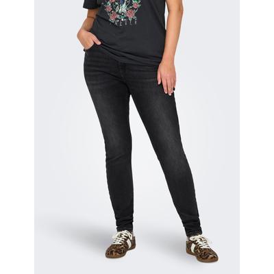 Skinny-fit-Jeans ONLY CARMAKOMA "CARWILLY REG SKINNY DNM CRO224 NOOS", Damen, Gr. 48, Länge 32, schwarz (washed schwarz), Denim/Jeans, Obermaterial: 92% Baumwolle, 6% Elastomultiester, 2% Elasthan, unifarben, modisch, skinny fit, Jeans Image