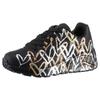 Plateausneaker SKECHERS "Skechers x JGoldcrown: Uno Lite - Metallic Love", Kinder, Gr. 34, schwarz (schwarz kombiniert), Lederimitat, metallic, Glitzer, casual, Schuhe, Schnürschuh, Keilsneaker mit Herzchen im Metallic Look bedruckt