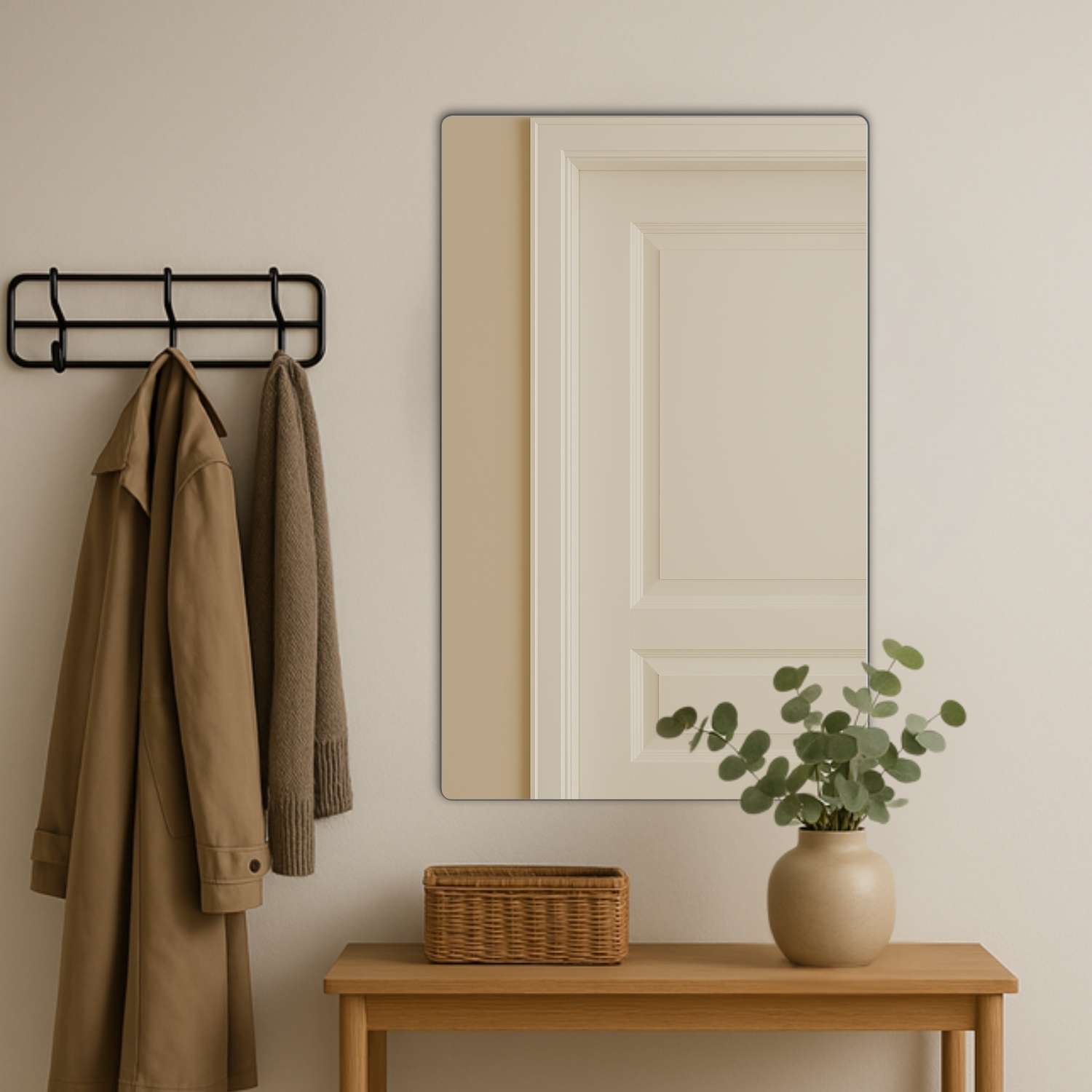 Spiegel LOEVSCHALL "Refine Wandspiegel rechteckig – eleganter Designspiegel mit edlem", schwarz, B:75cm H:120cm T:1,5cm, Spiegelglas, Spiegel, Rahmen in vielen Größen & Farben für Bad, Flur & Schlafzimmer Image