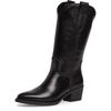 Westernstiefel TAMARIS, Damen, Gr. 39, schwarz, Glattleder, unifarben, modisch, Schuhe, Blockabsatz, Langschaftstiefel mit Ziernähten, in spitzer Form