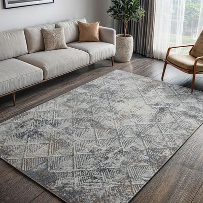 Teppich MY HOME "Micah", beige (creme), B:200cm H:8mm L:290cm, Polyester, Teppiche, Kurzflor, modernes Design, pflegeleicht, Wohnzimmer Image