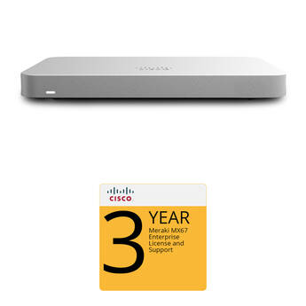 Cisco Meraki MX67 Router/Security Appliance with 3-Year Advanced Security License MX67-HW