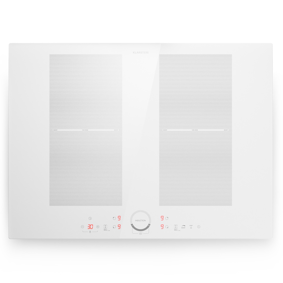 Klarstein Delicatessa 70 Flex Einbaukochfeld Induktion 4 Zonen 7000W Glaskeramik Weiß Image