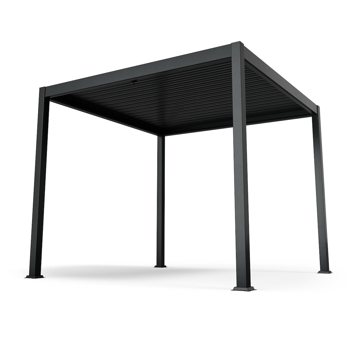 Blumfeldt LuminaHaven Pavillon 3x3 m verzinktes Lamellen-Stahldach schützt vor Sonne, Regen und Wind Schwarz Image