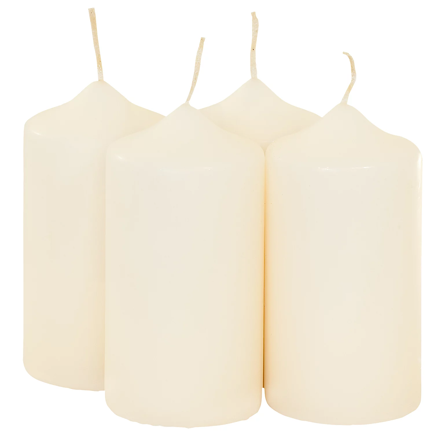 Bougies piliers, champagne, différentes hauteurs, 4 pièces