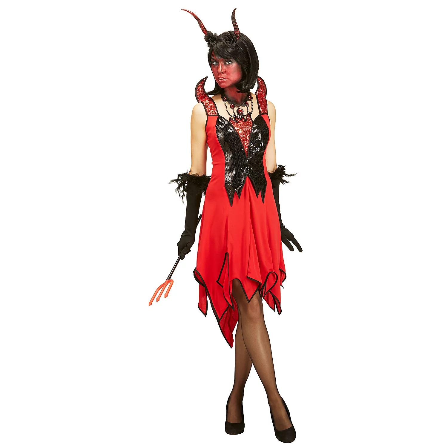 Teufelin Kleid, rot/schwarz