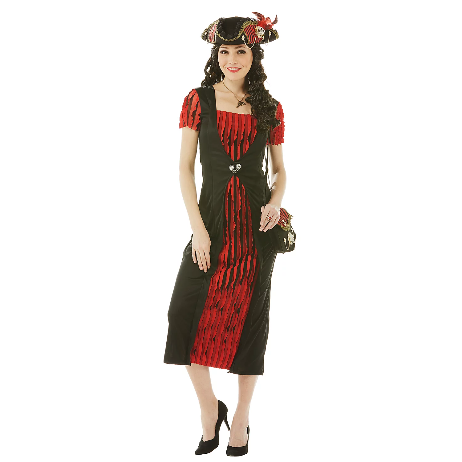 Piratenkleid, schwarz/rot