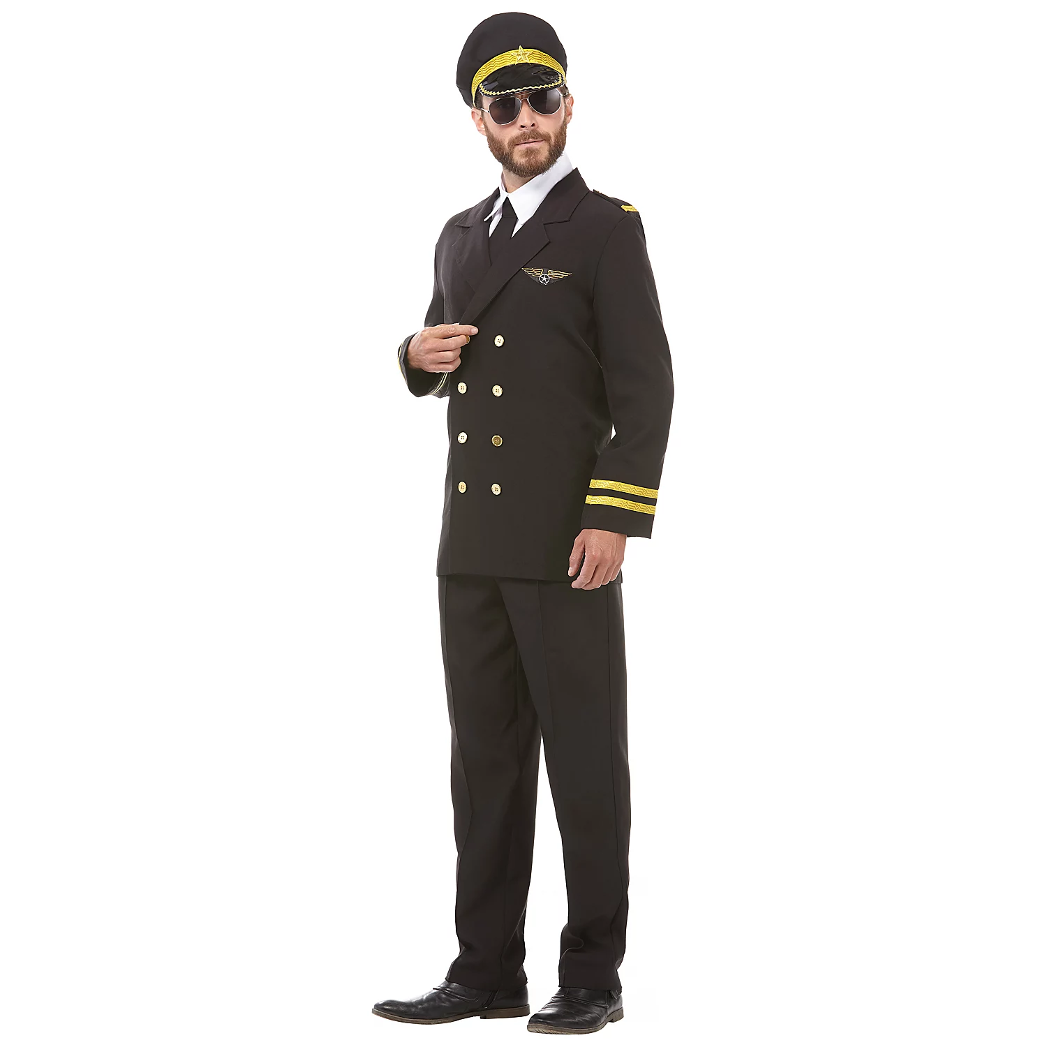 Pilot-Kostüm für Herren, schwarz Image
