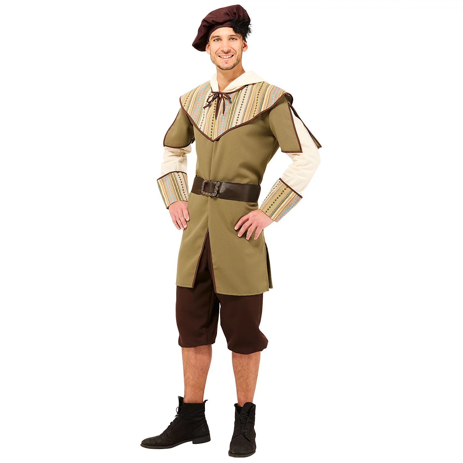Kostüm Mittelalter für Herren, oliv/natur/braun