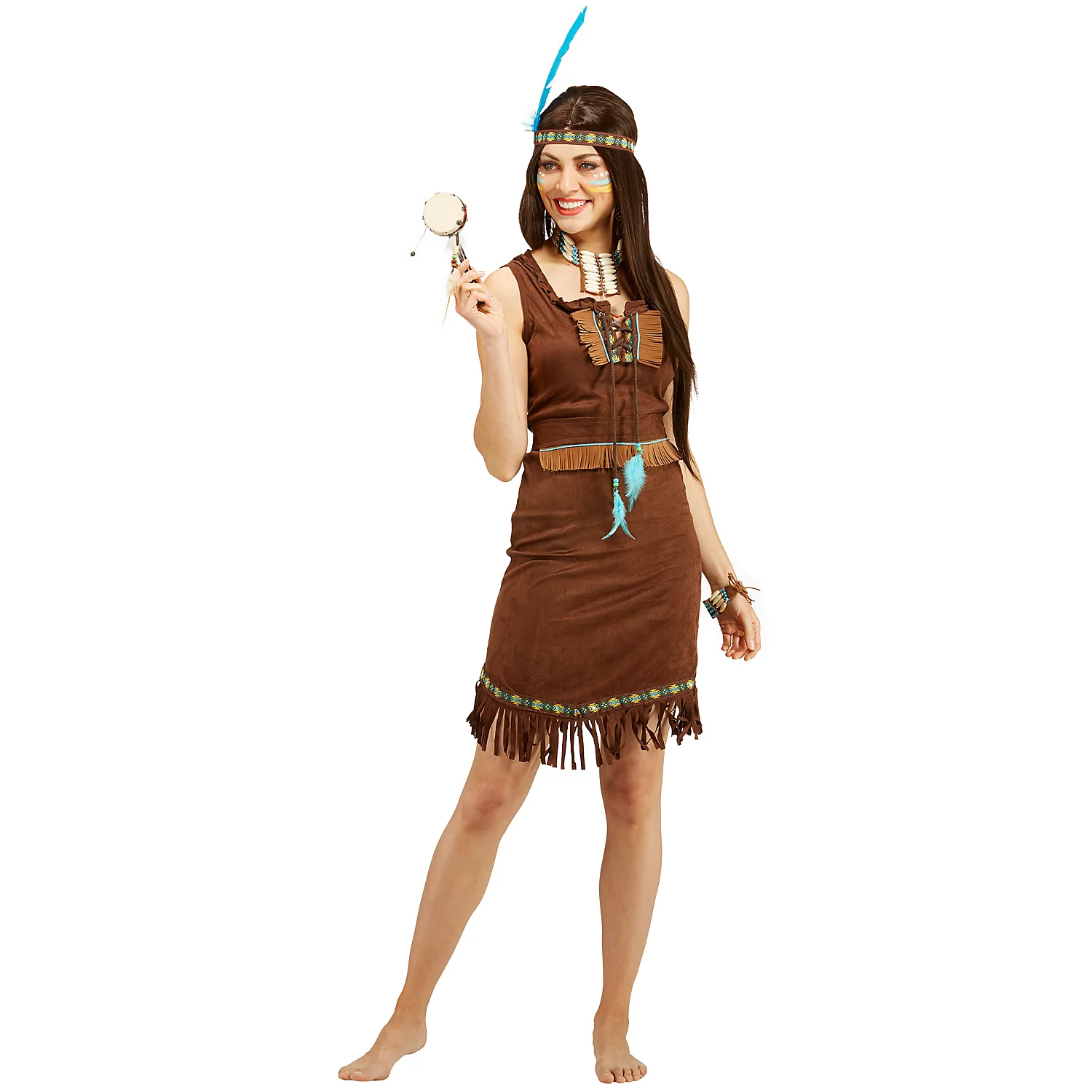 Kleid Indianerin, braun/türkis Image