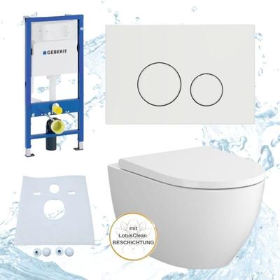 Geberit Vorwandelement Bartolo WC spülrandlos Drückerplatte weiß Komplettset Image