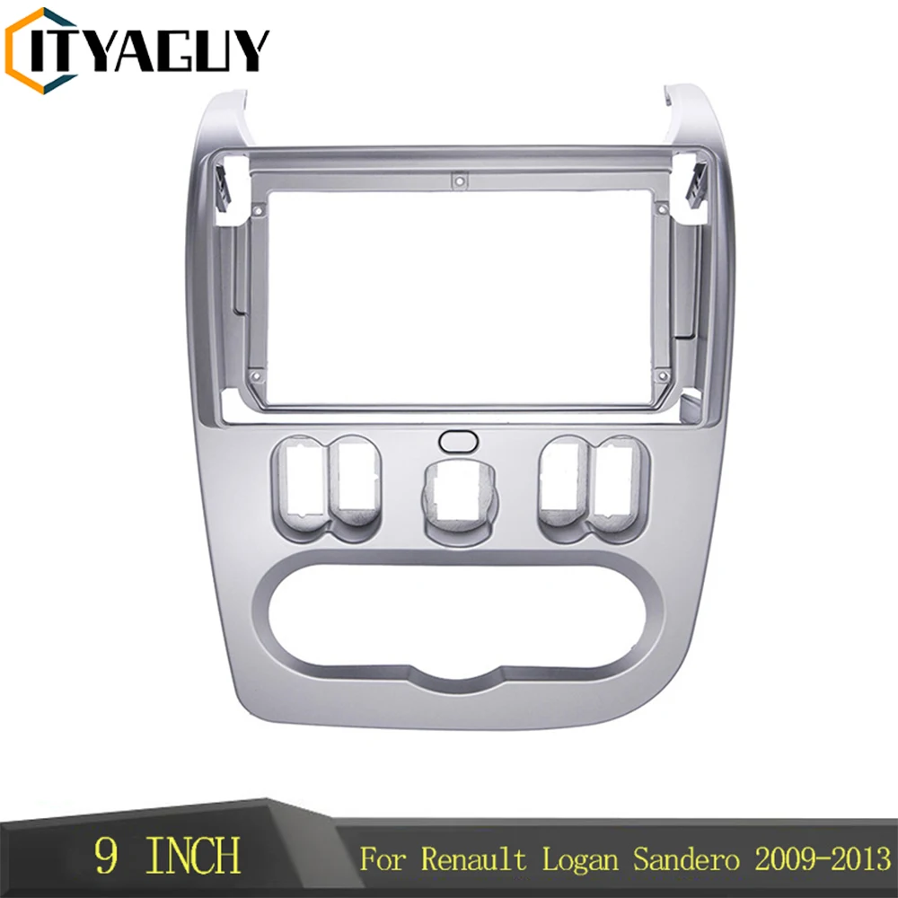9-Zoll-Autoradio-Rahmen für Renault Logan Sandero 2009–2013, doppelter DIN-Audio-DVD-Player, Fascia-Adapter, Panel, Armaturenbrett-Abdeckung Image