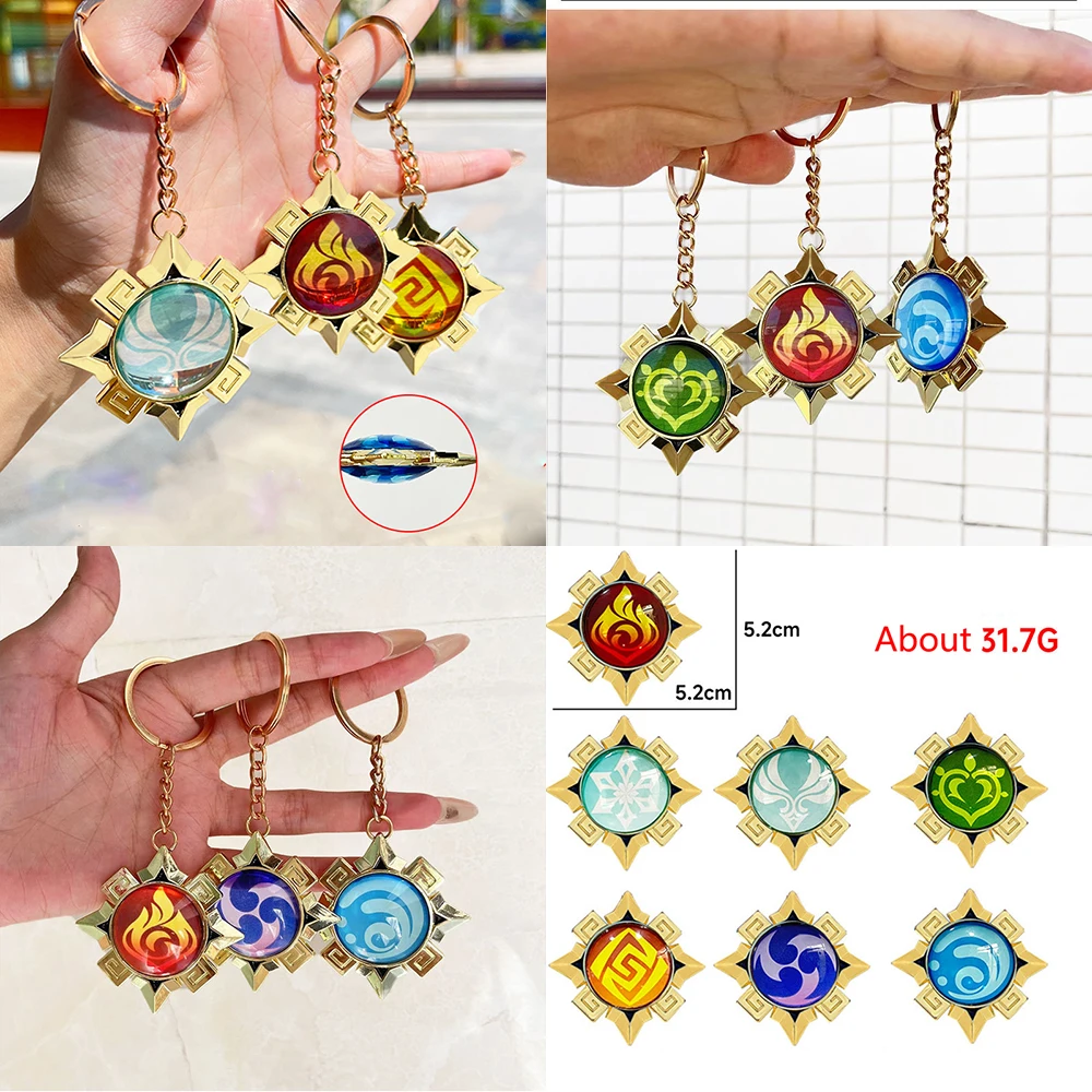 Impact Natlan Fontaine Visions Schlüsselanhänger Anime Metall Transparente Brille Halloween Party Dekoration Rucksack Anhänger Jude Image