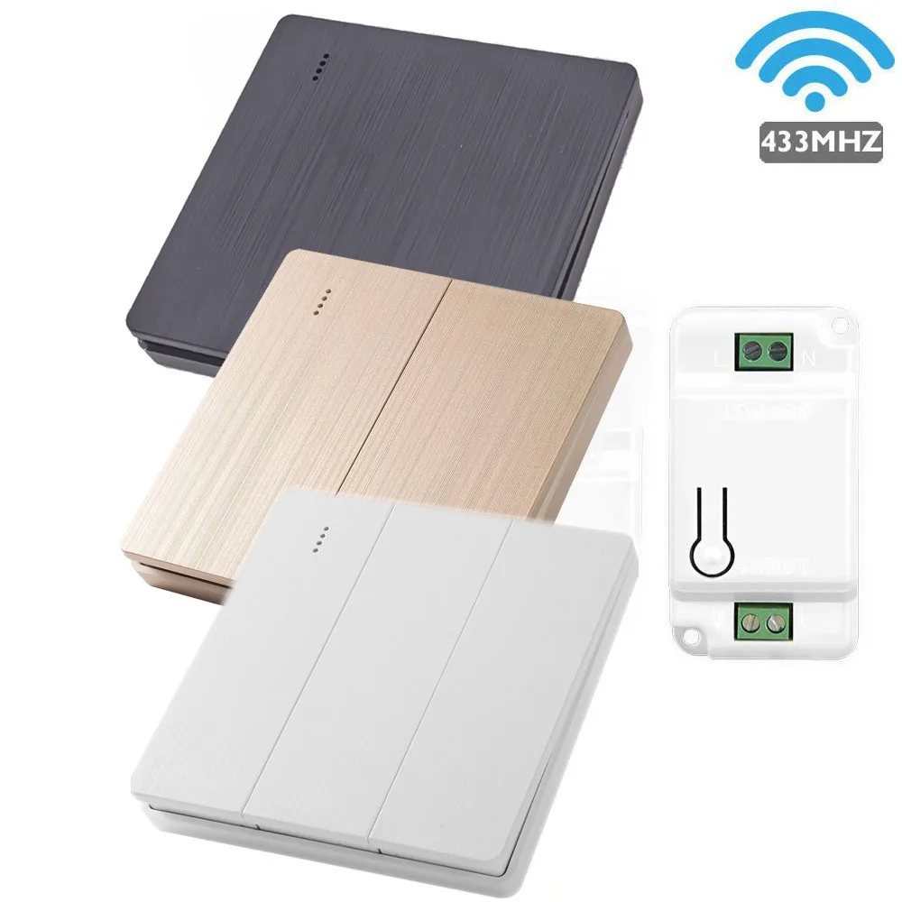 AXUS 1/2/3 GANG RF 433 Mhz Drahtlose Wand Schalter 86 Wand Panel Sender Sicherheit Schalter AC 110 V 220 V Relais Interruptor Licht Lampe Image