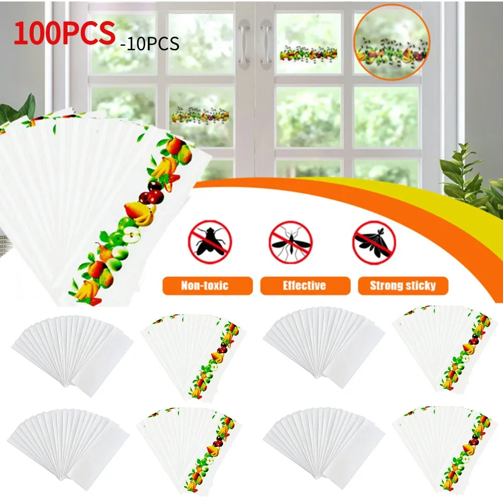 100–10 Stück starke Kleber-Fliegenfallen, Käfer, Fliegenkleber, Klebebrett, Insekten fangen, Killer, Schädlingsbekämpfung, Fensterfliegen, Falle, Aufkleber Image
